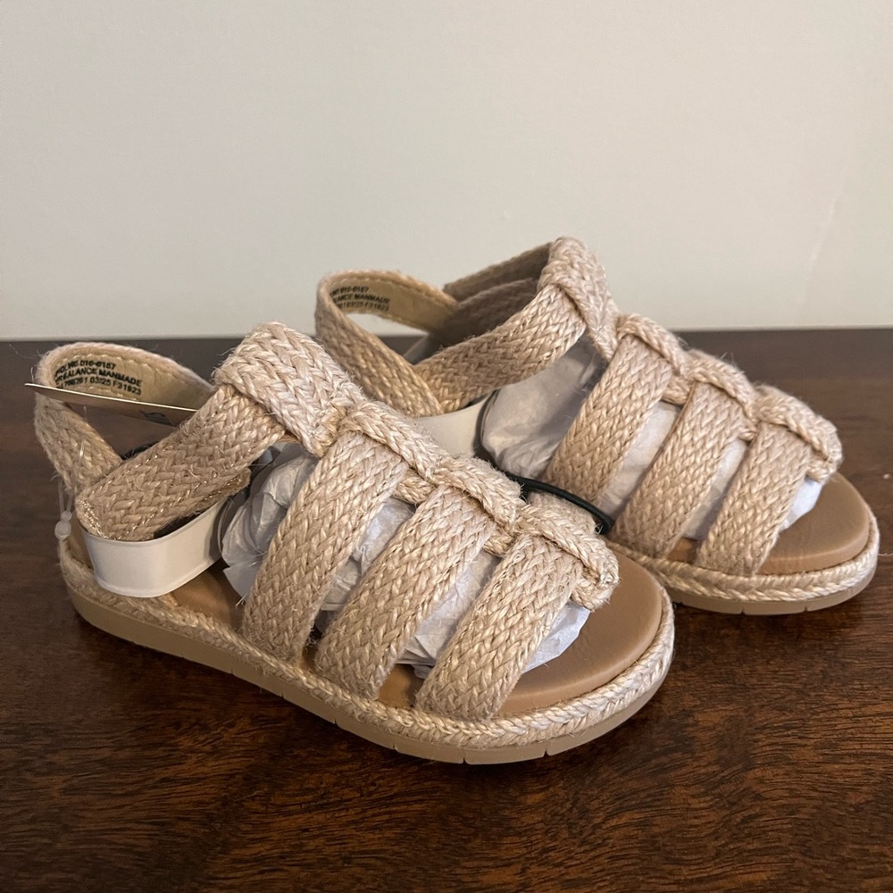 Kids Neutral Tan Braided Espadrille Sandals